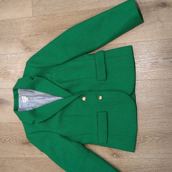 J. Crew School Boy Blazer Picnic Tweed Kelly Green Size 8 - Picture 6 of 17
